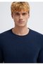 Long Sleeve Textured Navy Blue Basic T-Shirt Slim Fit / Slim Fit 0610106-70490 - 7