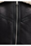 Faux Fur Detailed Black Faux Leather Jacket Regular Fit / Regular Cut 1110462-900 - 7