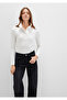 Button Detailed Mock Neck Ecru T-Shirt Fitted / Bodycon Cut 1613614-70057
