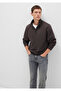 Half Zip Brown Basic Sweatshirt 0S10278-70219 - 2