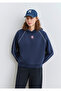 Piping Detailed Hooded Navy Blue Sweatshirt 1S10362-87518 - 2