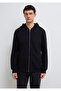 Black Basic Sweatshirt with Hood and Zipper 0S10423-900 - 3