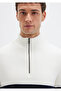 White Striped Slim Fit Sweater - Semi Zippered, Slim Fit 0710131 -70057 - 6