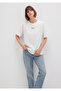 Logo Printed White T-Shirt Loose Fit / Loose Relaxed Fit 1612518 -70057 - 2