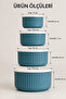 Set of 4 Round Storage Containers Striped Turquoise |   2.5L 1.5L 0.80L 0.45L |   Microwave and Freezer Compatible - 2
