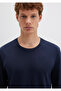 Long Sleeve Navy Blue Basic T-Shirt Fitted 062477-27308 - 5