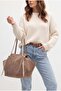 Women's Genuine Leather Shopper Hand and Shoulder Bag Yorita Mink Suede