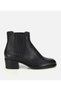 Women's Leather Black Rubber Detailed Ankle Flat Boots