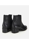 Women's Leather Black Rubber Detailed Ankle Flat Boots - 4