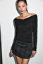 Vilenya Women's Long Sleeve Boat Neck Double Breasted Black Blouse - 4