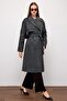 Oversized Coat with Epaulet and Cape Detail Dark Gray 3200 - 2