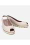 Women's Leather Ecru Buckle Wedge Heeled Sandals - 2
