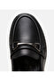 Women's Leather Black Buckle Casual Loafer - 4