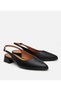 Women's Leather Black Open Back Ballerinas - 2