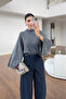 Anthracite Bat Sleeve Crop Sweater - 24136