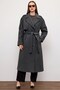 Oversized Coat with Epaulet and Cape Detail Dark Gray 3200 - 4