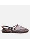 Women's Black Zebra Patterned Flat Sandals