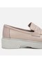 Women's Leather Beige Thick Soled Classic Loafer - 3