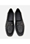 Women's Black Straw Detailed Buckle Loafer - 5