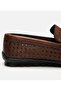 Men's Leather Brown Perforated Buckle Detailed Loafer - 3