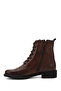 Women's Brown Antique Zippered Rubber Sole Genuine Leather Boots - 5