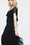 Long Premium Evening Dress with Flounces - Black - 4