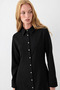 Shirt Collar Buttoned Dress - Black - 3