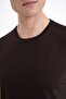 Comfort Fit Crew Neck 97% Flexible Cotton Brown T-Shirt Ts 885 - 6