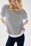 Striped Short Sleeve Knitwear Blouse - White - 4