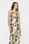 Degaje Collar Patterned Maxi Evening Dress - Beige - 3