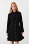 Shirt Collar Buttoned Dress - Black - 6