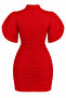 Red Design Sleeve Mini Dress - 2Y2102 - 2