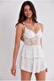 Satin Lace Women's Nightgown - 645 Ecru