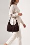 Women's Genuine Leather Shoulder Bag with Zippered Inner Pocket, Ronagi Brown Suede - 4