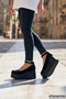 Nevada Black Suede Round Toe Strappy Wedge Heeled Casual Shoes - 2