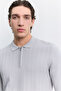 Men's Gray Polo Collar Zippered Rayon Blended Regular Fit Sweater A62Y5022 - 2
