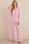 Pink V-Neck Soft Tuşe Knitted Pajama Set7942 - 2