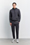 Men's Anthracite Elastic Waist Lace-Up Easy-Iron Regular Fit Sweatpants B003404