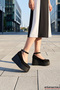 Nevada Black Suede Round Toe Strappy Wedge Heeled Casual Shoes - 3