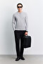 Men's Gray Polo Collar Zippered Rayon Blended Regular Fit Sweater A62Y5022 - 8
