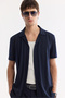Men's Navy Blue Apaj Collar Easy-Iron Short Sleeve Regular Fit Shirt A61Y2027 - 5