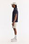 Men's Navy Blue Non-Curling Polo Collar Non-Wrinkle Quick-Dry Technical Fabric Regular Fit T-Shirt A61Y1095 - 3