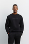 Men's Black Crew Neck Easy-Iron Printed Interlock Regular Fit Sweatshirt A62Y1285
