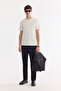 Men's Ecru Crew Neck Easy-Iron Regular Fit T-Shirt A61Y1034 - 6