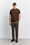 Men's Brown Crew Neck Cotton Easy-Iron Regular Fit T-Shirt A62Y1017 - 6