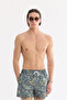 Men's Navy Blue Quick Dry Printed Relaxed Fit Swim Shorts with Bag A61Y3815 - 7