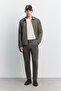 Men's Khaki Classic Waist Diagonal Patterned Wrinkle-Free Technical Fabric Relaxed Fit Trousers A62Y3008 - 7