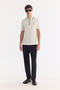 Men's Ecru Non-Curling Polo Collar Zippered Bi-Stretch Interlock Regular Fit T-Shirt A61Y1003 - 5