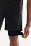 Men's Black Elastic Waist Anti-Wrinkle Quick-Drying Technical Fabric Regular Fit Knitted Shorts A61Y3626 - 6