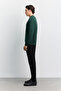Men's Dark Green Crew Neck Injection Printed 3 Yarn Raised Sweatshirt A62Y1291 - 3
